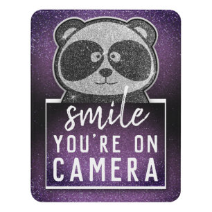 Glitter Smile You're On Camera Small Business Shop Door Sign