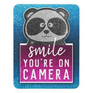 Glitter Smile You're On Camera Small Business Shop Door Sign