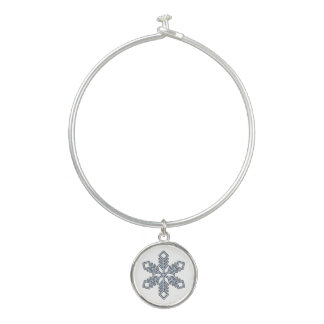 Glitter Snowflake - Baby Blue Branches Bangle Bracelet