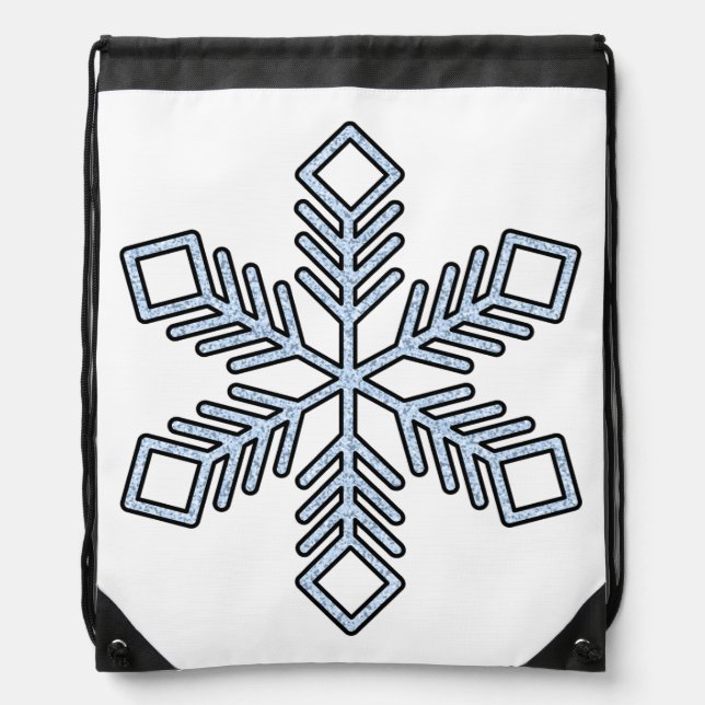 Glitter Snowflake - Baby Blue Branches Drawstring Bag (Front)