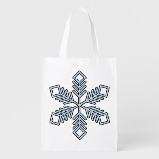 Glitter Snowflake - Baby Blue Branches Grocery Bag