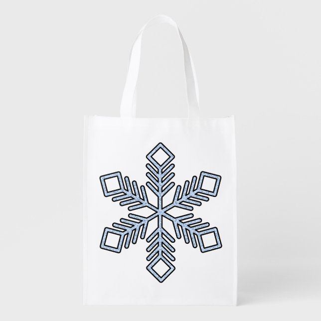 Glitter Snowflake - Baby Blue Branches Grocery Bag (Front)