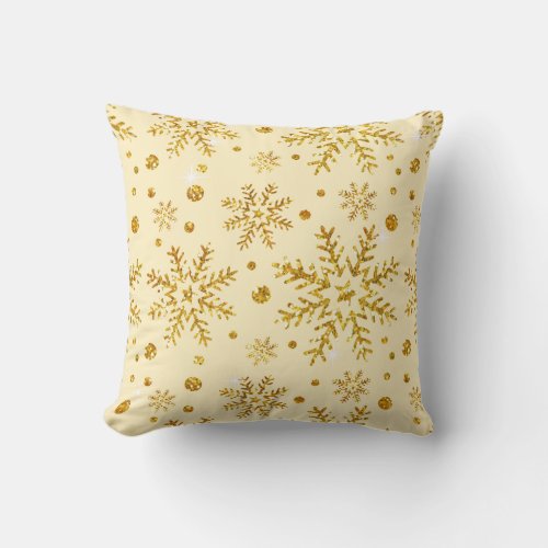 Glitter Snowflake Flurries CHOOSE BACKGROUND COLOR Throw Pillow