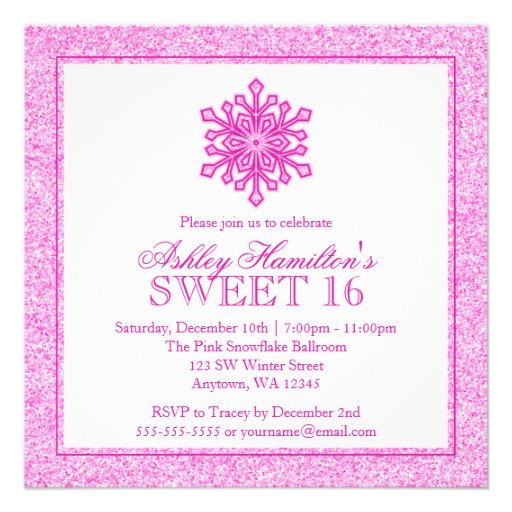 Pink Snowflake Invitations 9