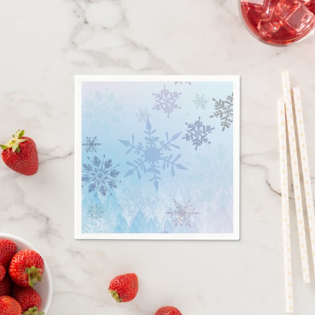 Glitter Snowflake Snowy Mountain Winter  Napkins (Insitu)