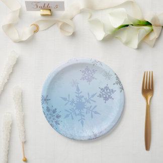 Glitter Snowflake Snowy Mountain Winter  Paper Plates