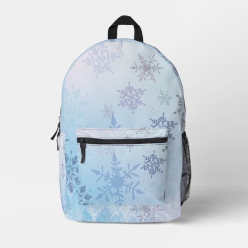 Glitter Snowflake Snowy Mountain Winter Printed Backpack