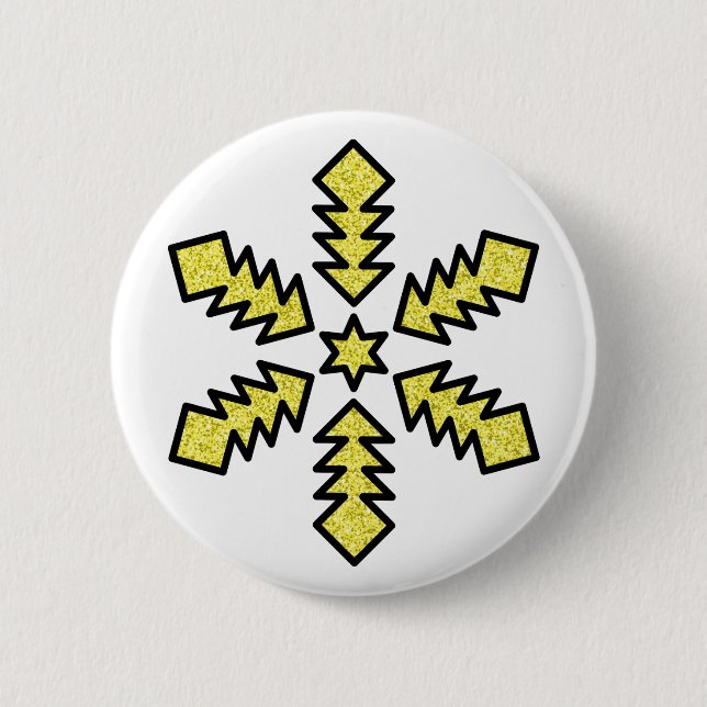 Glitter Snowflake - Yellow Star Button (Front)
