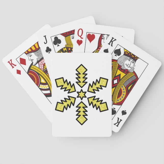 Glitter Snowflake - Yellow Star Poker Cards (Back)