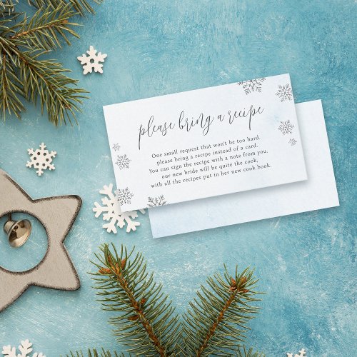 Glitter Snowflakes Bring a Recipe Bridal Shower Enclosure Card