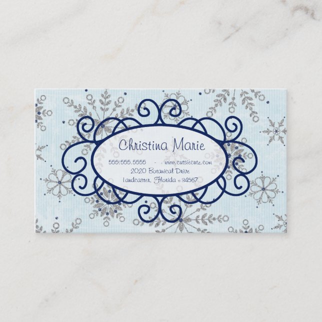 Glitter Snowflakes Business Cards (Front)