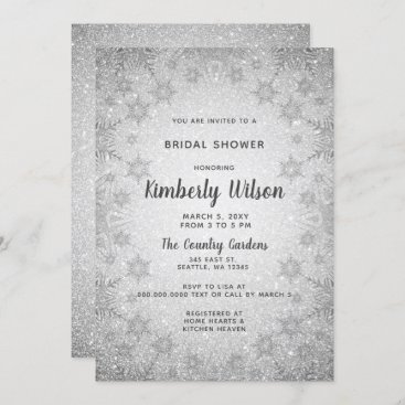 Glitter Snowflakes winter Bridal Shower Invitation