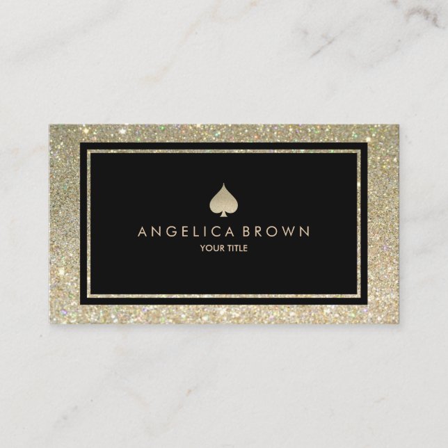 Glitter Spade Symbol Business Card (Front)
