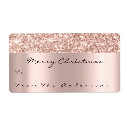 Glitter Spark Rose Gold Holidays Christmas Season Label