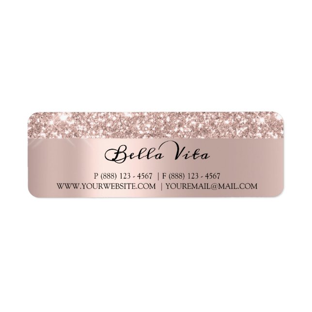 Glitter Spark Rose Gold RSVP Bridal Wedding Label (Front)