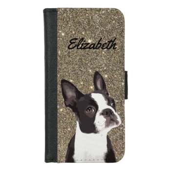 Glitter Sparkle Boston Terrier Dog Cute Iphone 8/7 Wallet Case by TheShirtBox at Zazzle
