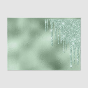 Glitter Sparkle Drips Mint Green foil Tissue Paper