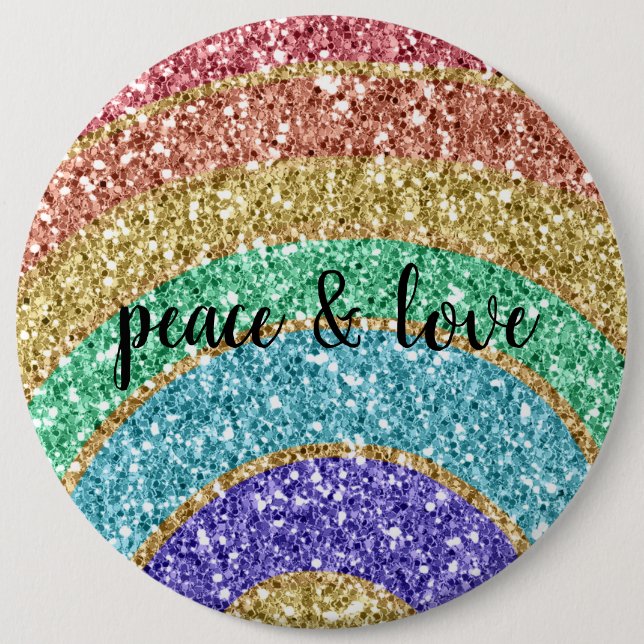 Glitter Sparkle Gold Rainbow Button (Front)