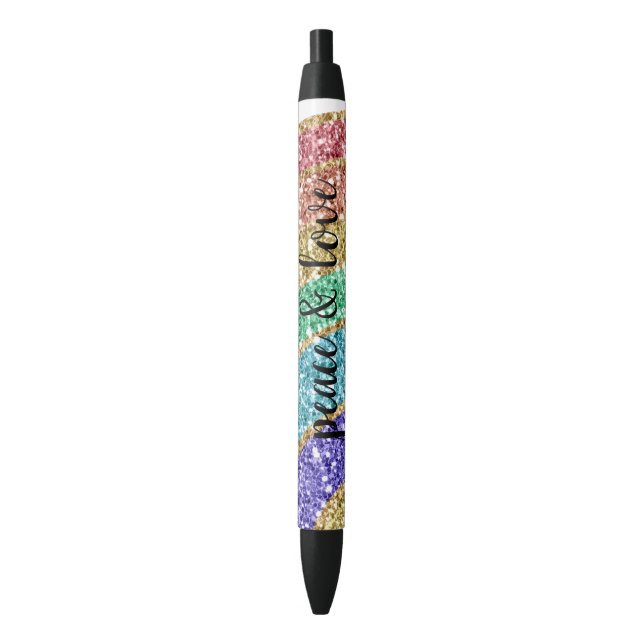 Glitter Sparkle Gold Rainbow personalized Pen (Front Vertical)