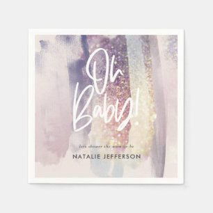 Glitter sparkle on baby shower party napkins