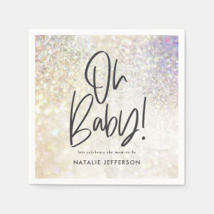 Glitter sparkle on baby shower party napkins