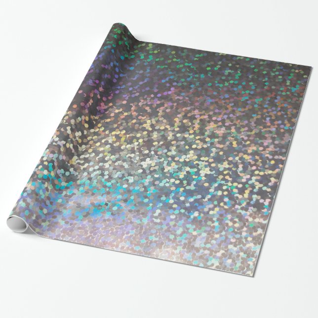 Glitter sparkle sequin confetti multicolor print p wrapping paper (Unrolled)