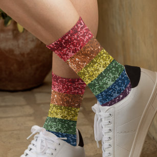 Glitter Sparkle Sequin Look Fun Rainbow Socks