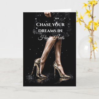 Glitter sparkle shoes high heels black dress card