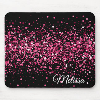 Glitter sparkles pink black glamorous design mouse pad