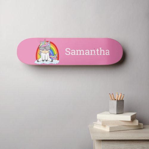  Glitter Sparkles Pink Skateboard Unicorn Rainbow