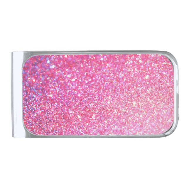 Glitter Sparkley Diamond Silver Finish Money Clip (Front)