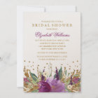 Glitter Sparkling Floral Amethyst Bridal Shower