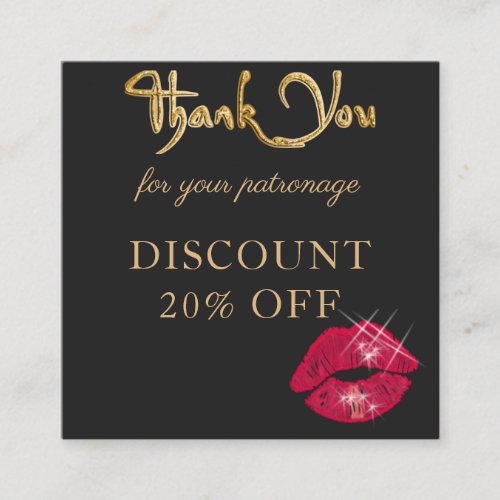 Glitter  Sparkling Shiny Red Lips  Social Media  Discount Card