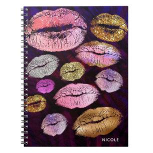 Glitter Sparkly Kiss Lips Beauty Makeup Trendy Notebook
