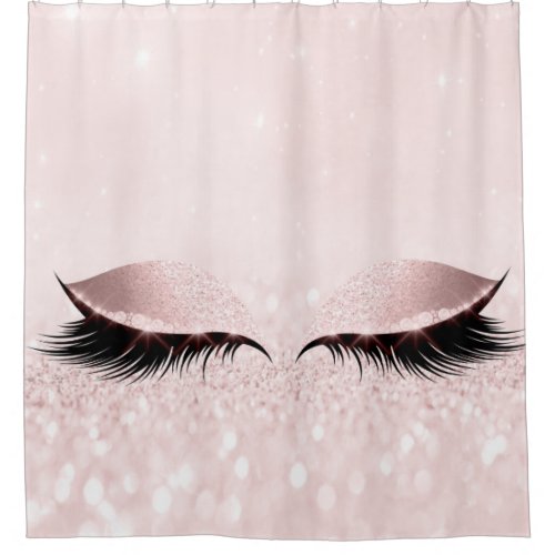 Glitter Sparkly Makeup Princess Pink Rose Eye Lash Shower Curtain