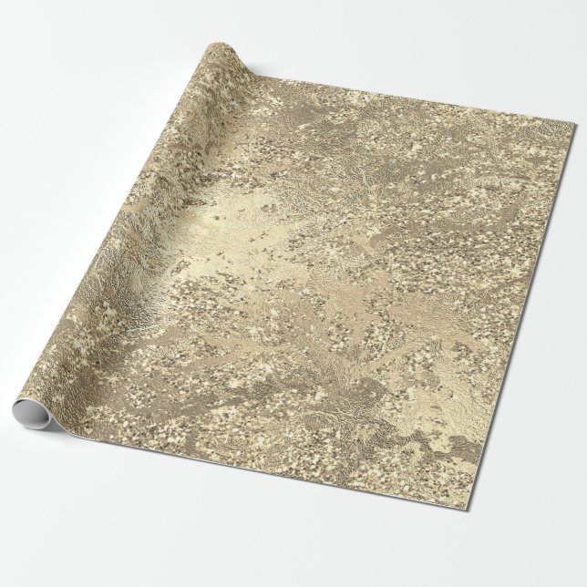 Glitter Sparkly Molten Gold Marble Shiny Metallic Wrapping Paper (Unrolled)