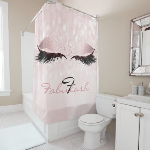 Glitter Sparkly Monogram Name Princess Girly Lashe Shower Curtain