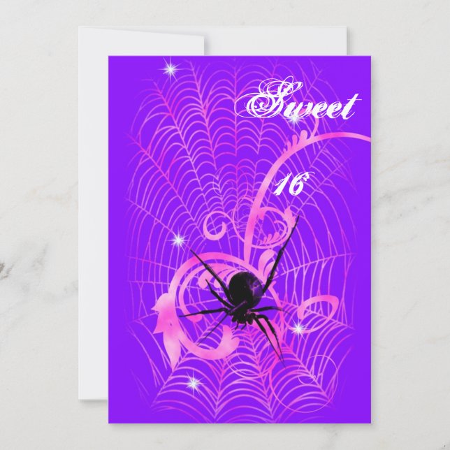 Glitter Spider Vines Gothic Lolita Sweet 16 Invitation (Front)