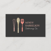 Glitter Spoon Whisk Spatula Bakery Catering Logo Business Card (Front)
