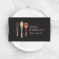 Glitter Spoon Whisk Spatula Bakery Catering Logo Business Card