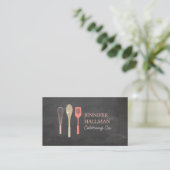 Glitter Spoon Whisk Spatula Logo on Chalkboard Business Card (Standing Front)