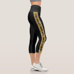 Glitter Sport Stripe Custom Text Legging Capris<br><div class="desc">Black and Gold Faux Glitter Stripe Personalized Crop Capri Leggings with a wide vertical stripe down the leg with custom text in the middle that can be different on each side. Customize with a a team motto, mascot, favorite quote, verse, inspirational mantra, team name, or add your name on repeat...</div>