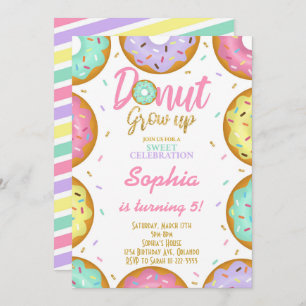 Glitter Sprinkle Donuts Birthday Invitation