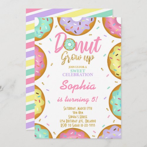 Glitter Sprinkle Donuts Birthday Invitation