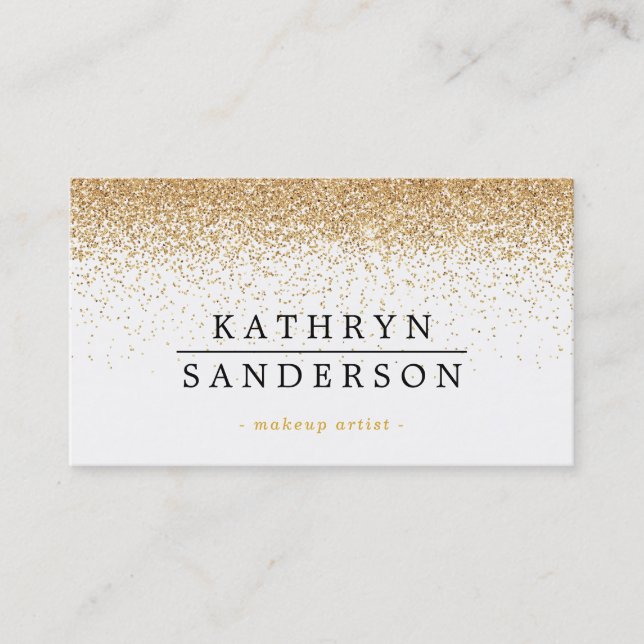 GLITTER sprinkle stylish glamorous gold black Business Card (Front)