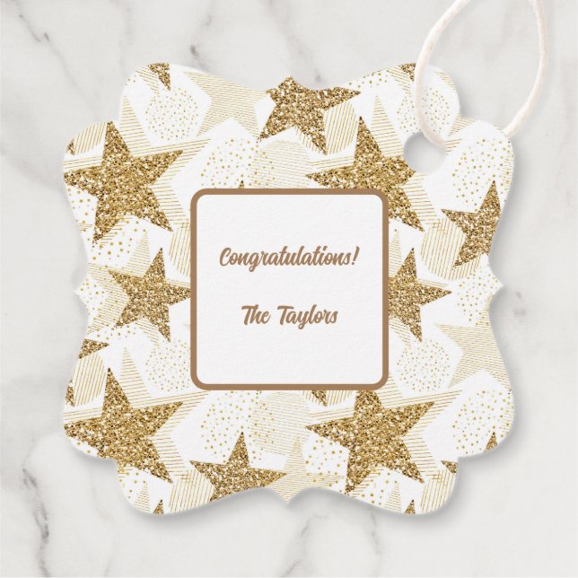 Glitter Star Gift  Favor Tags (Back)
