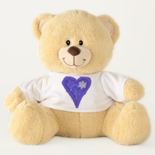 Glitter Star of David love Israel heart teddy bear