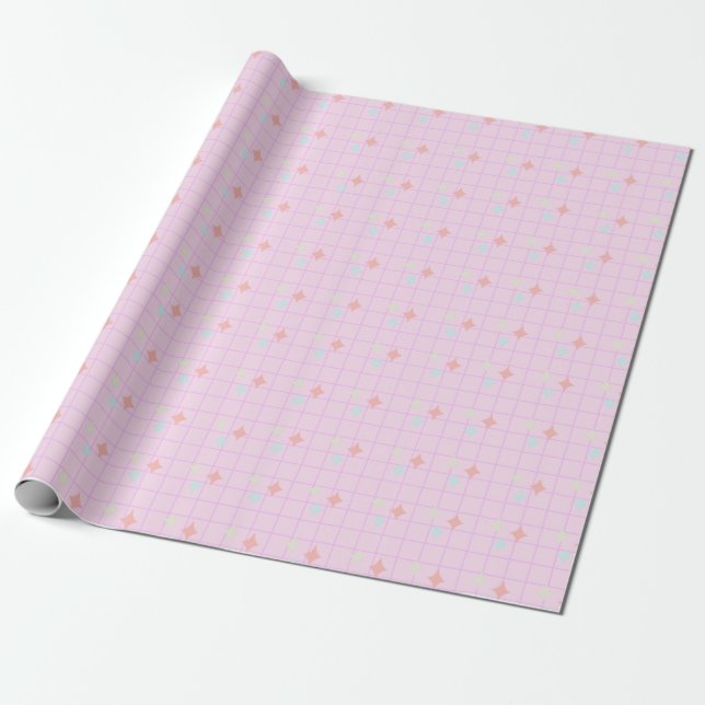 Glitter Star Texture Pink Wrapping Paper (Unrolled)