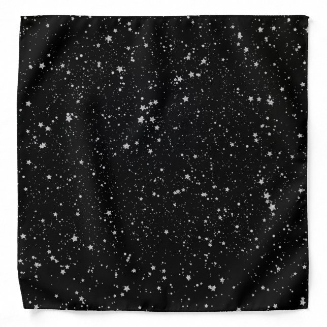 Glitter Stars2 - Silver Black Bandana (Front)