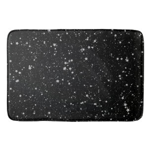 Glitter Stars2 - Silver Black Bathroom Mat